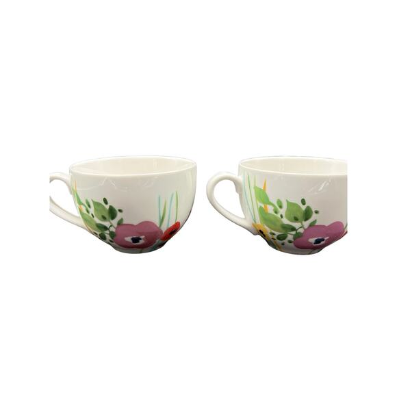 Beautiful Springtime Flower Raised Design Coffee Mugs Set of 2 - Picture 3 of 6